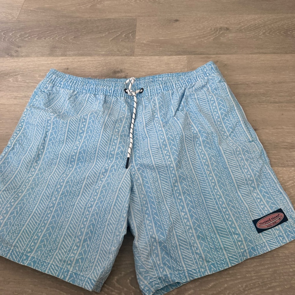 Vineyard Vines Blue Geometric Swim Trunks